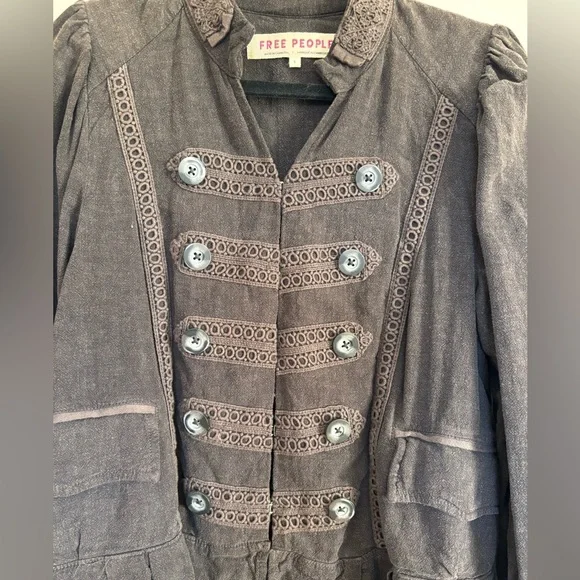 Free People Brown Military Button Jacket Small - Picture 2 of 5